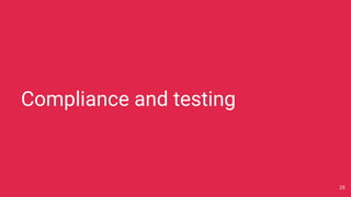 Compliance and testing
25
 