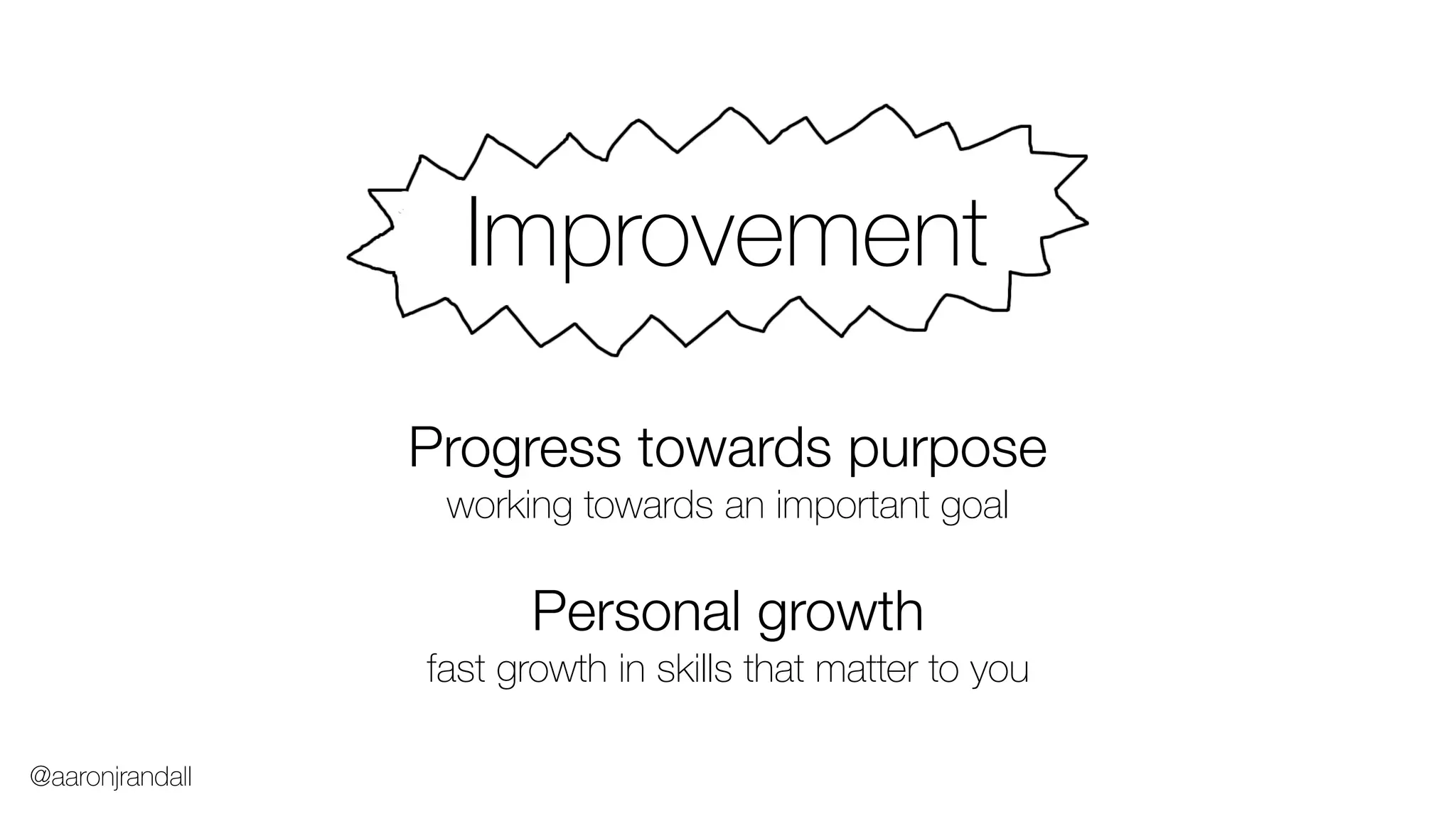 Improvement
Progress towards purpose
working towards an important goal
Personal growth
fast growth in skills that matter to you
@aaronjrandall
 