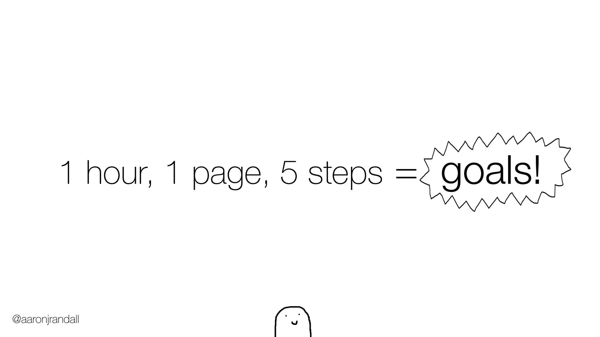 1 hour, 1 page, 5 steps = goals!
@aaronjrandall
 