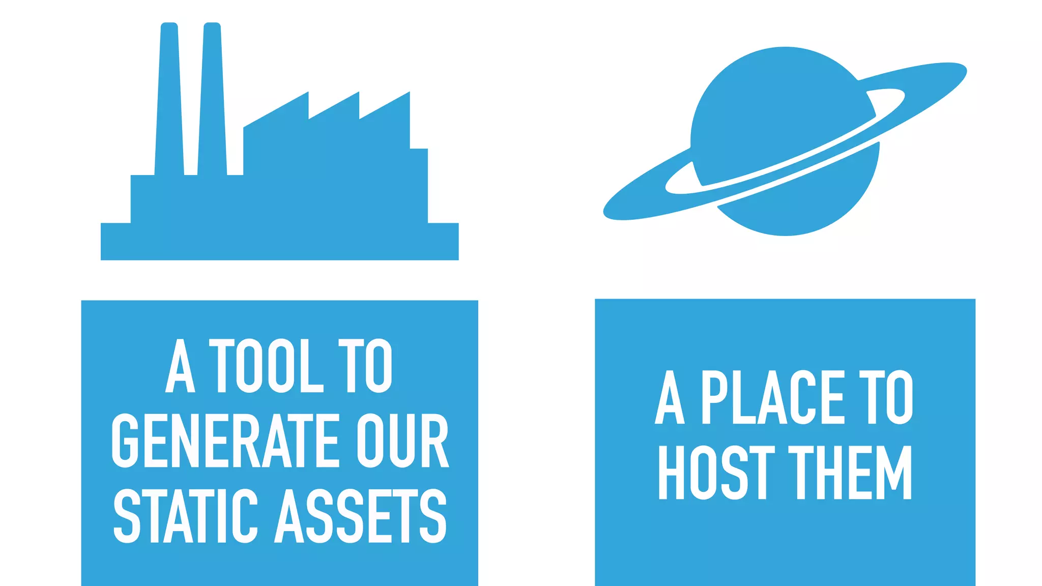 A TOOL TO
GENERATE OUR
STATIC ASSETS
A PLACE TO
HOST THEM
 