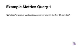 Example Metrics Query 1
“What is the system load on instance i-xyz across the last 30 minutes”
9
 