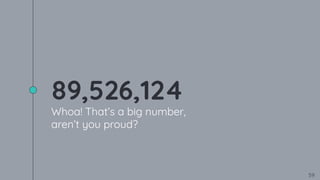 89,526,124
Whoa! That’s a big number,
aren’t you proud?
59
 
