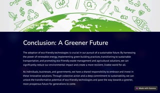 Eco-Friendly Technologies: Paving the Way to a Sustainable Future | PDF
