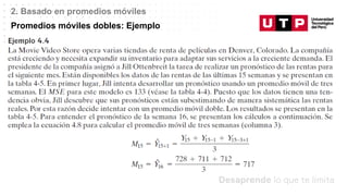 Datos/Observaciones
2. Basado en promedios móviles
Promedios móviles dobles: Ejemplo
 