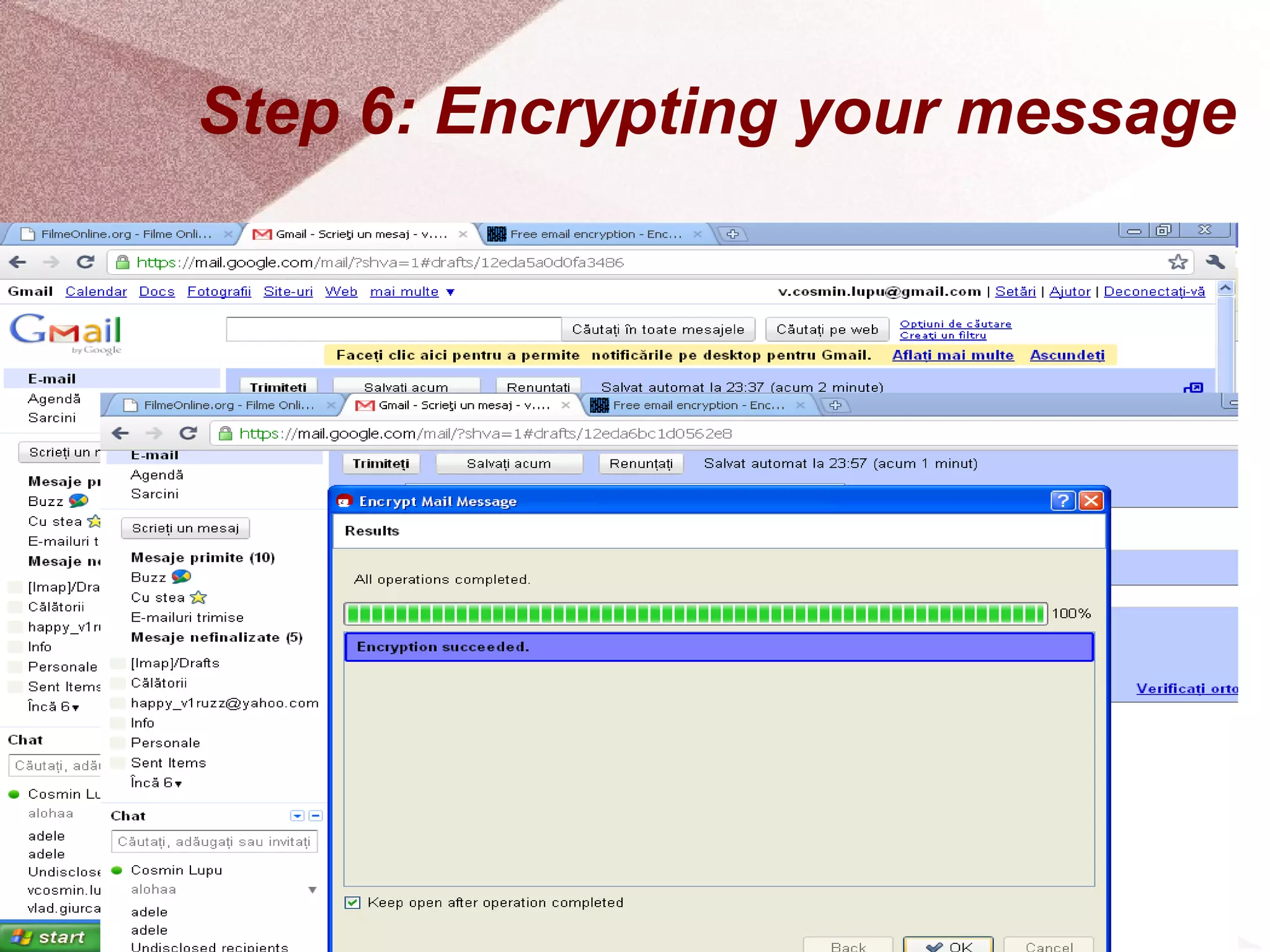Step 6: Encrypting your message 