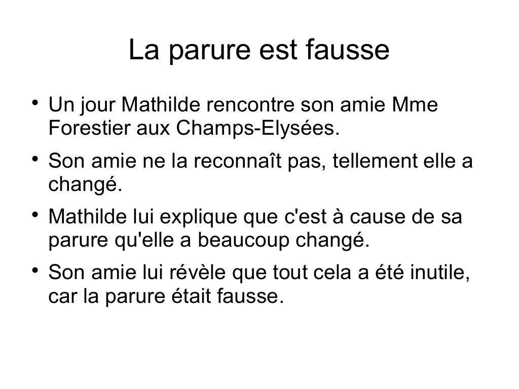 Imaginer Une Autre Fin De La Parure