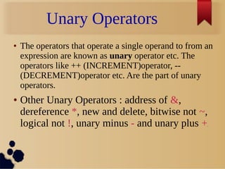 operators in c++ | PPT