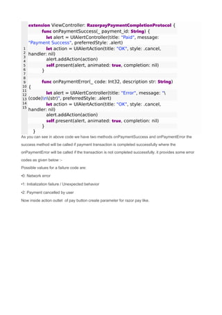 Razorpay Payment Gateway Integration In iOS Swift | PDF image.