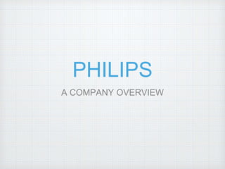PHILIPS
A COMPANY OVERVIEW
 