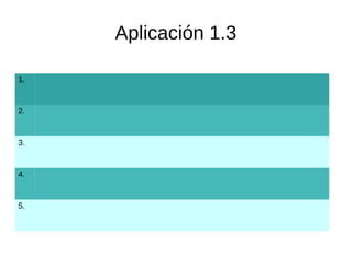 Aplicación 1.3
1.
2.
3.
4.
5.
 