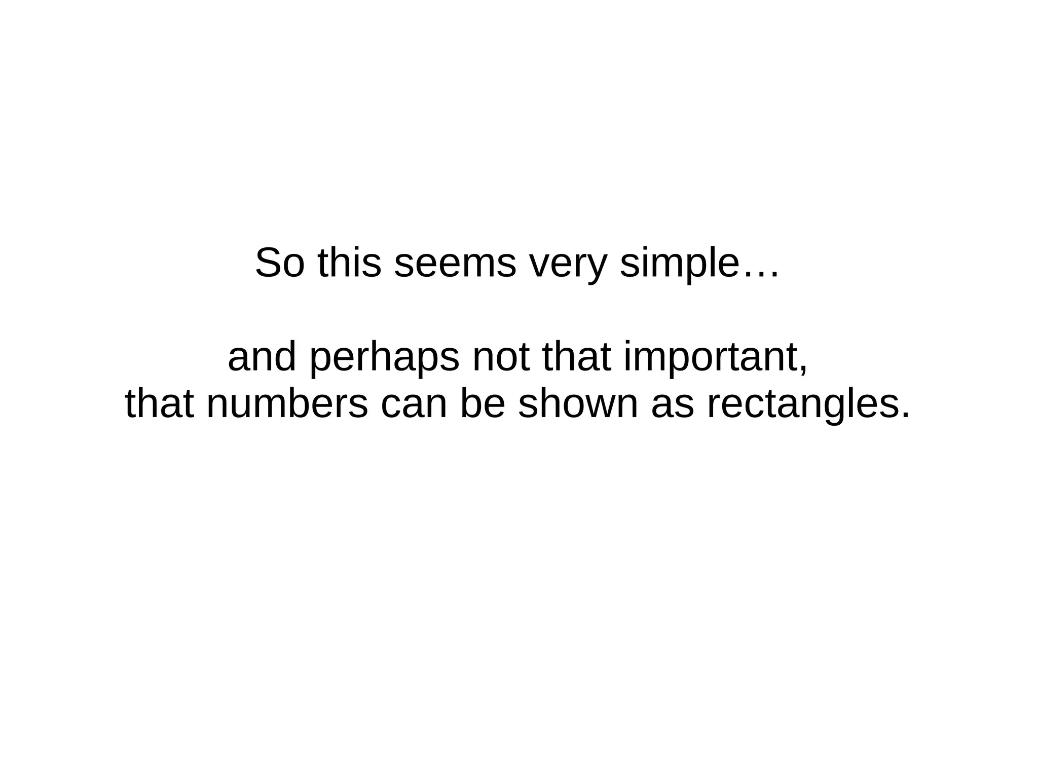 So this seems very simple…
and perhaps not that important,
that numbers can be shown as rectangles.
 