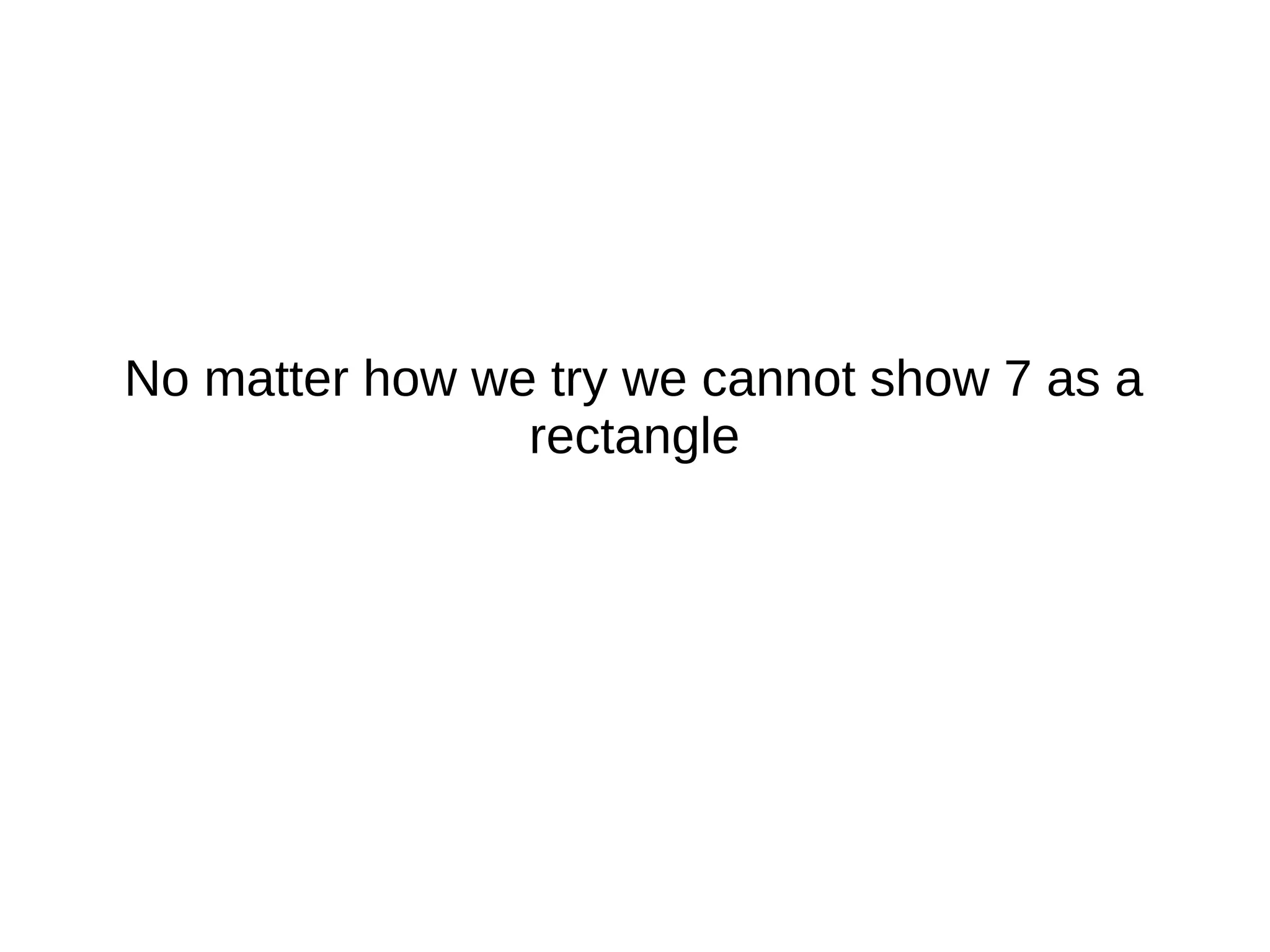 No matter how we try we cannot show 7 as a
rectangle
 