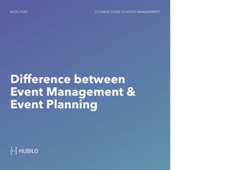 Event Management Vs Event Planning