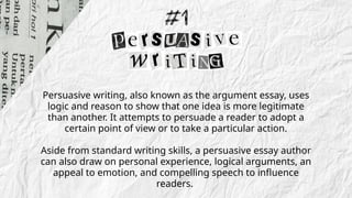 Writing Uses Types of Writing for the average student to read | PPTX