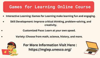 Games for Learning Online Course: Unlock Fun Ways to Learn | PDF
