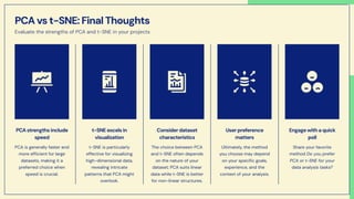 comparison between dimensionality reduction techniques : PCA vs t-SNE