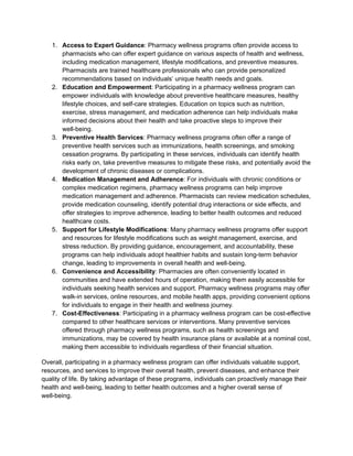 “Unlocking Wellness: The Impact of Pharmacy Wellness Programs on ...