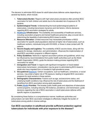 BCG Doses: The Shield Against Tuberculosis for Adults | PDF