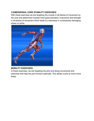 3-DIMENSIONAL CORE STABILITY EXERCISES:
With these exercises we are targeting the muscle in all planes of movement so
the ...