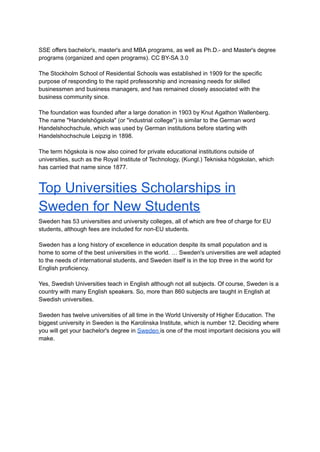 Best Universities in Sweden for International Students 2022 | Answer | PDF