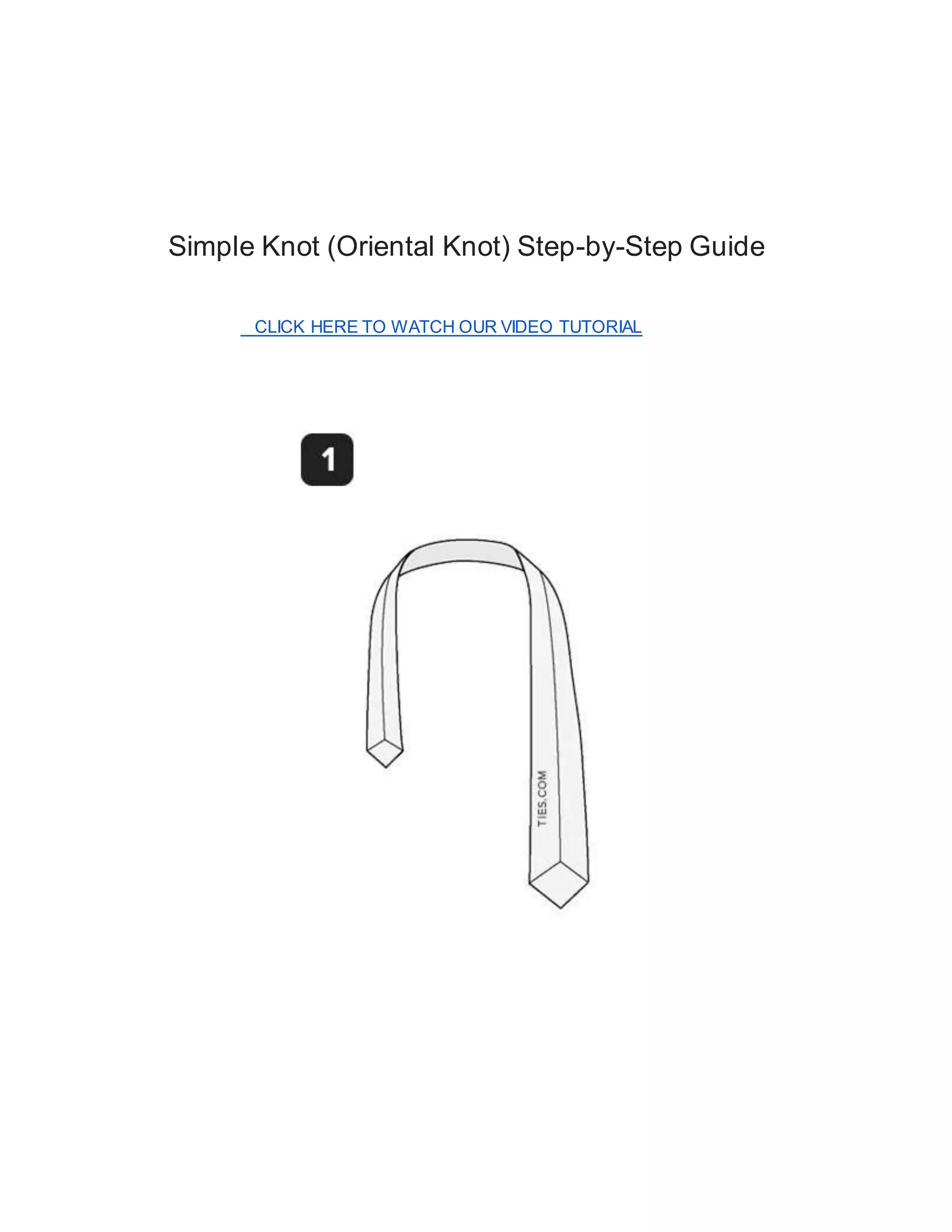 how to tie a tie oriental knot