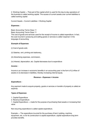 Basic Accounting Terms Class 11 | PDF