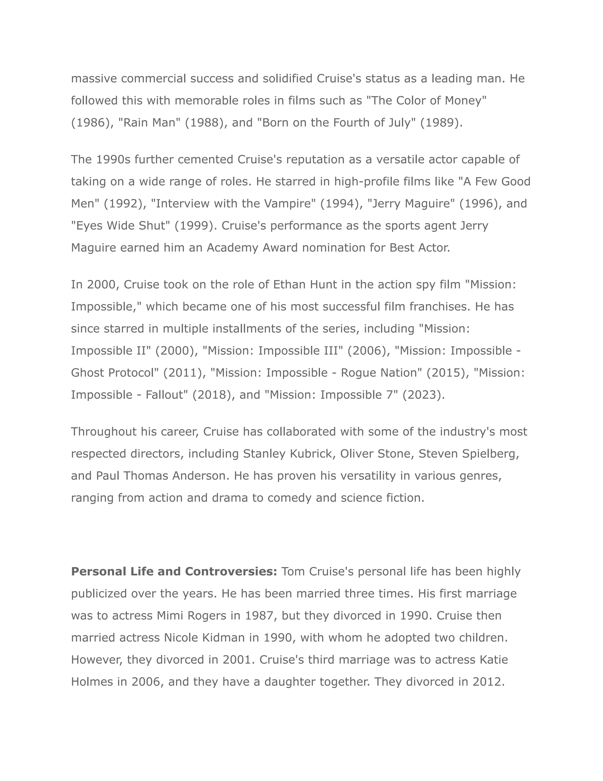 Tom Cruise A Journey through the Life and Career of a Hollywood Icon PDF