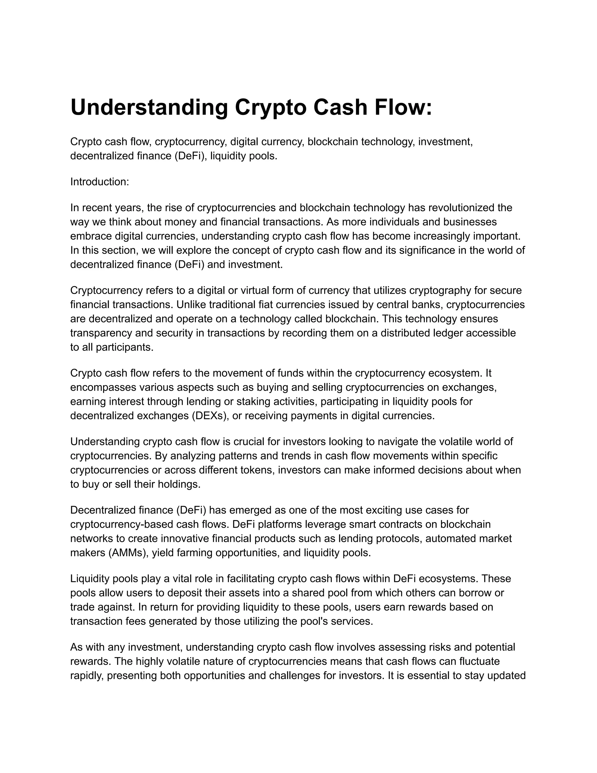 Crypto Cash Flow | PDF