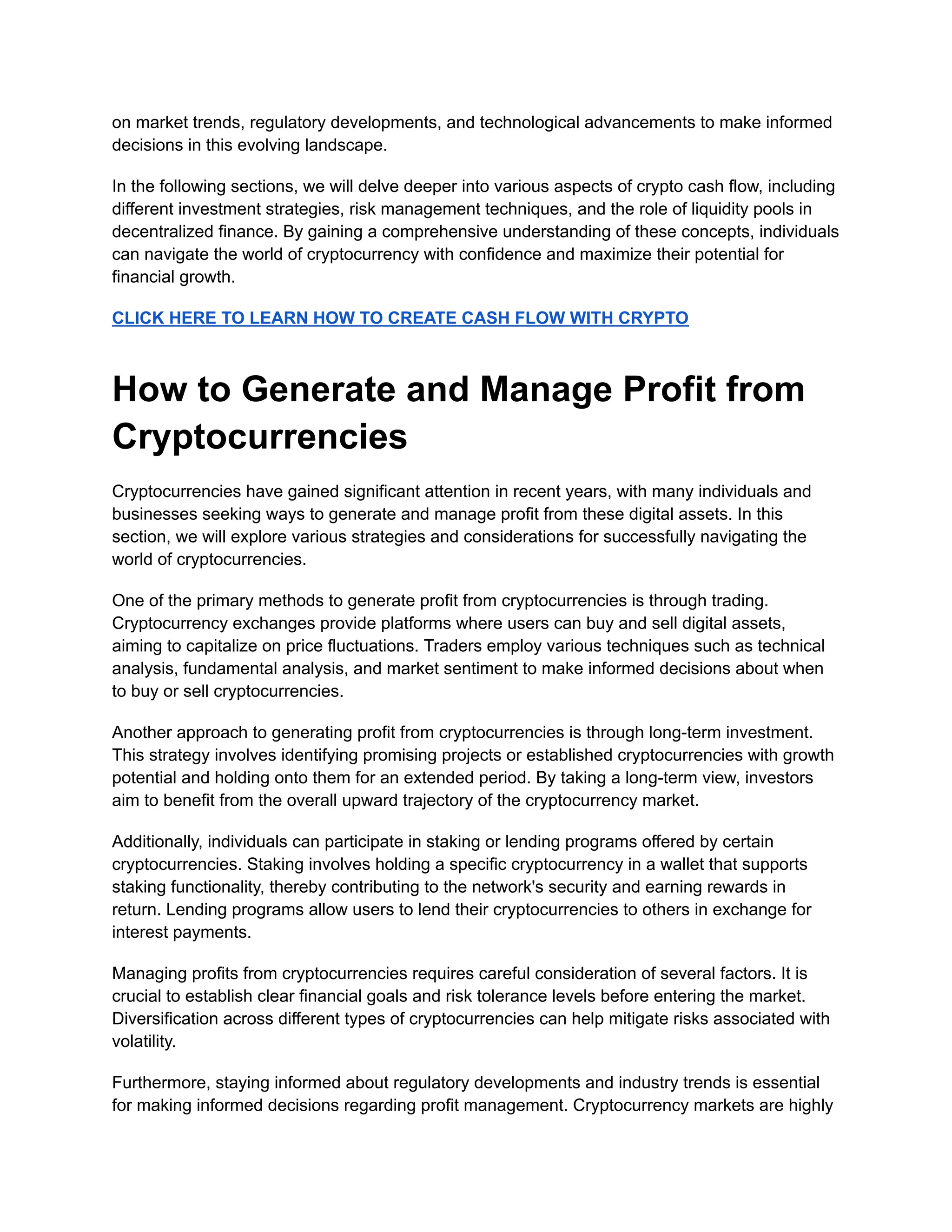 Crypto Cash Flow | PDF