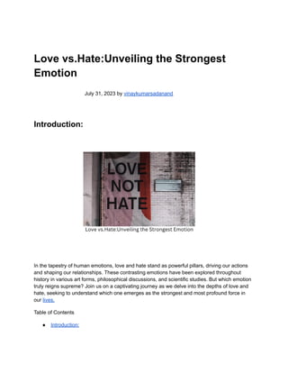 Love vs.Hate:Unveiling the Strongest Emotion | PDF