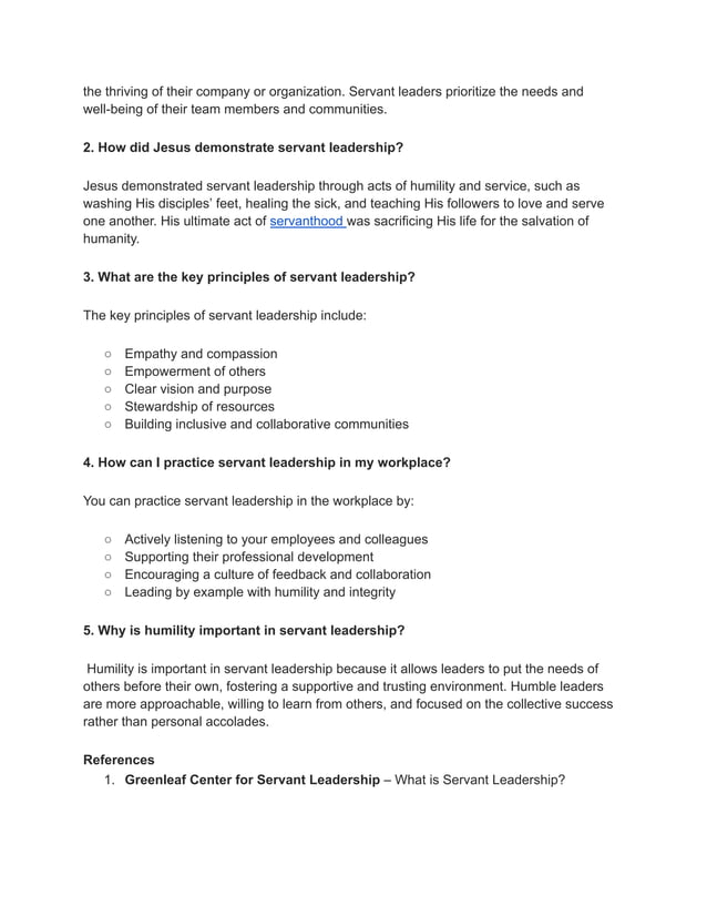 Servant Leadership: Insights from Jesus’ Call to the Twelve | PDF