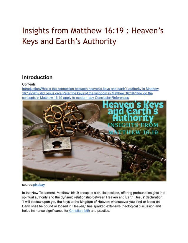 MATTHEW 16 19 I WILL GIVE YOU THE KEYS OF THE KINGDOM OF HEAVEN visual data 7