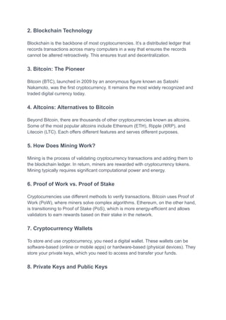 The Basics about Crypto Cryptocurrency. | PDF