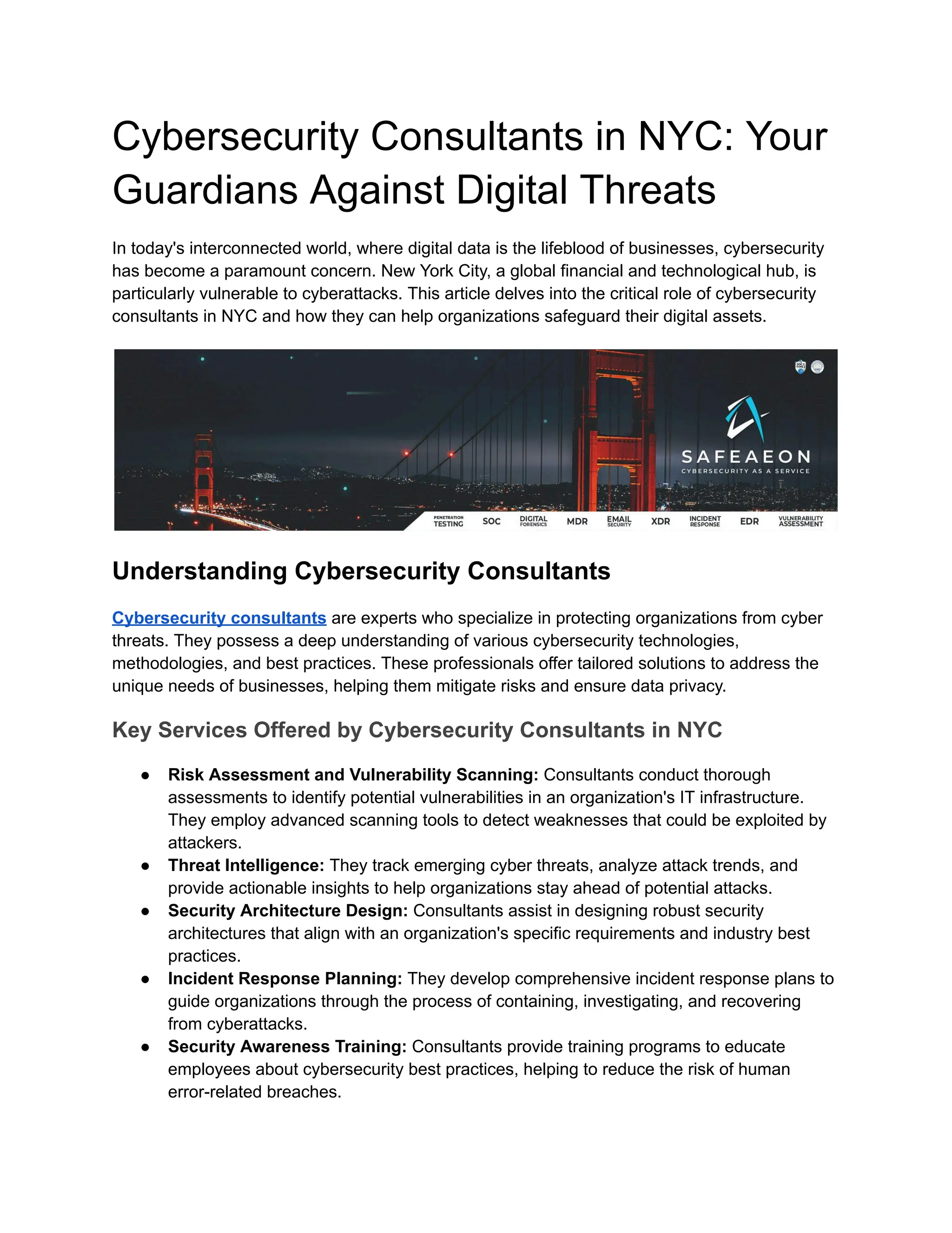 Cybersecurity Consultants in NYC Your Guardians Against Digital