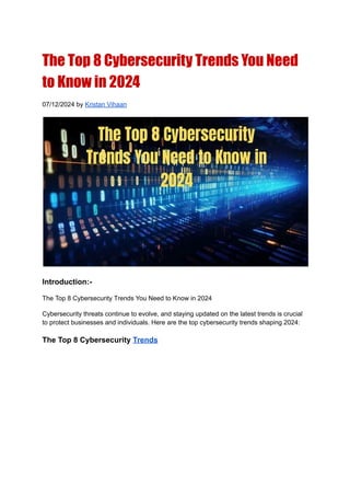 The Top 8 Cybersecurity Trends You Need to Know in 2024 | PDF