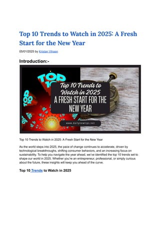 Top 10 Trends to Watch in 2025: A Fresh Start for the New Year | PDF