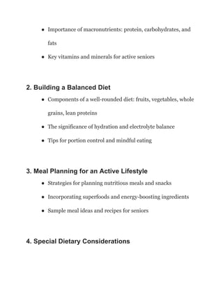 Nutrition for Active Seniors: Fueling a Vibrant Lifestyle in Your ...