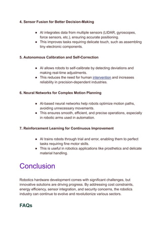 9 Challenges and Solutions in Robotics Hardware Development | PDF