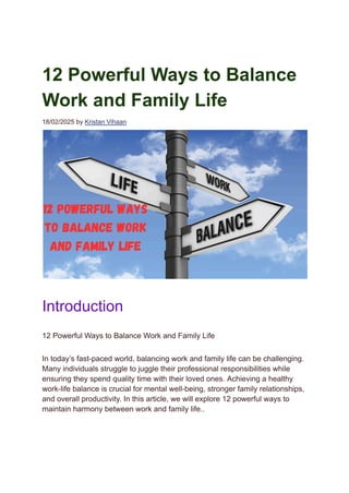 12 Powerful Ways to Balance Work and Family Life | PDF