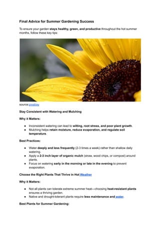 15 Summer Gardening Tips to Keep Your Plants Green and Healthy | PDF