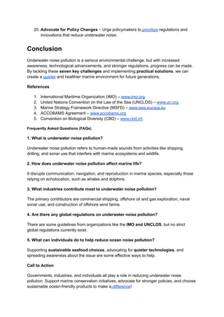 7 Key Challenges and Future Solutions for Underwater Noise Pollution | PDF