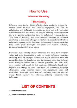how to use unfluencer marketing effectivly | PPTX