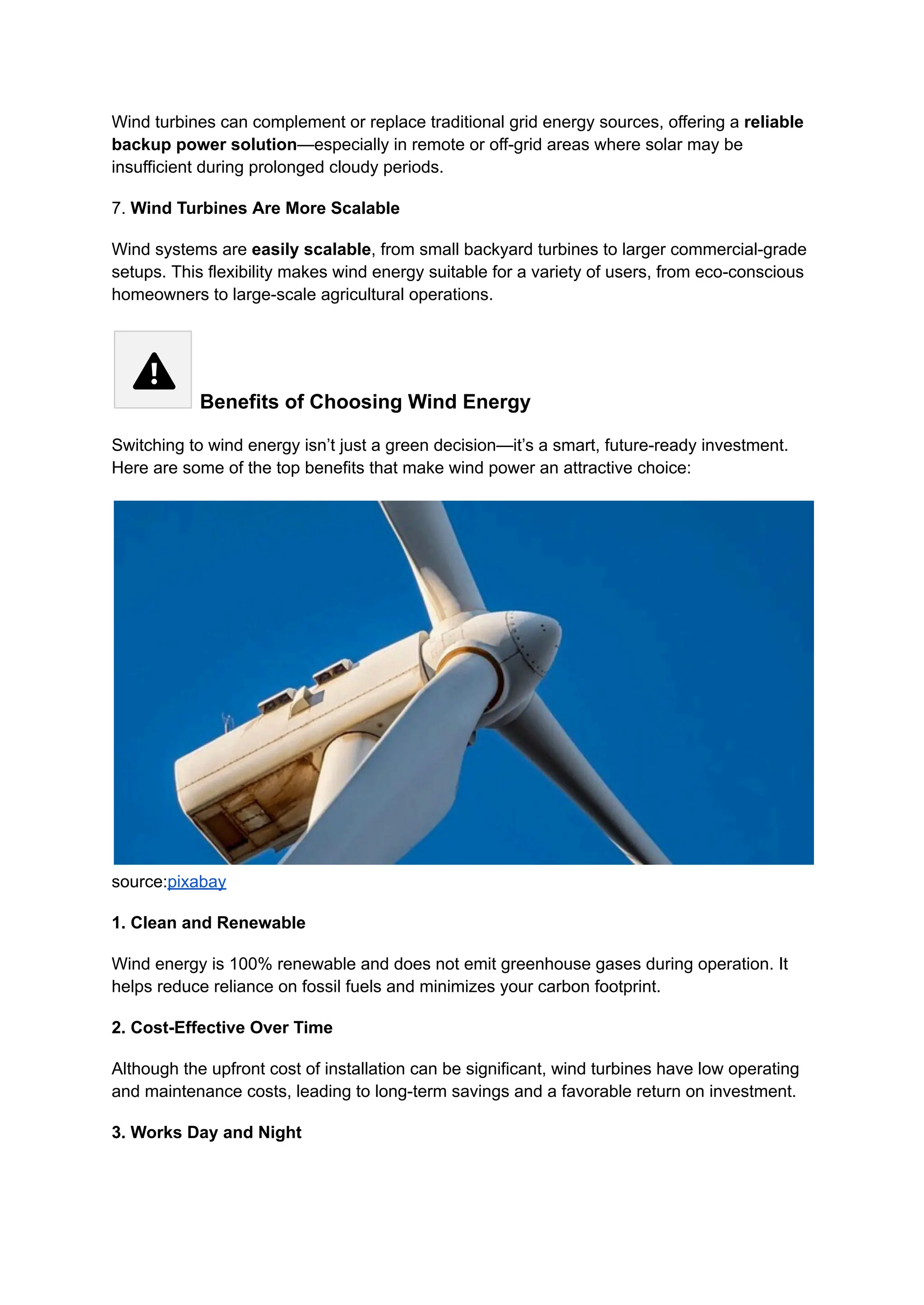 7 Advantages of Wind Turbines Over Traditional Solar Energy Systems | PDF
