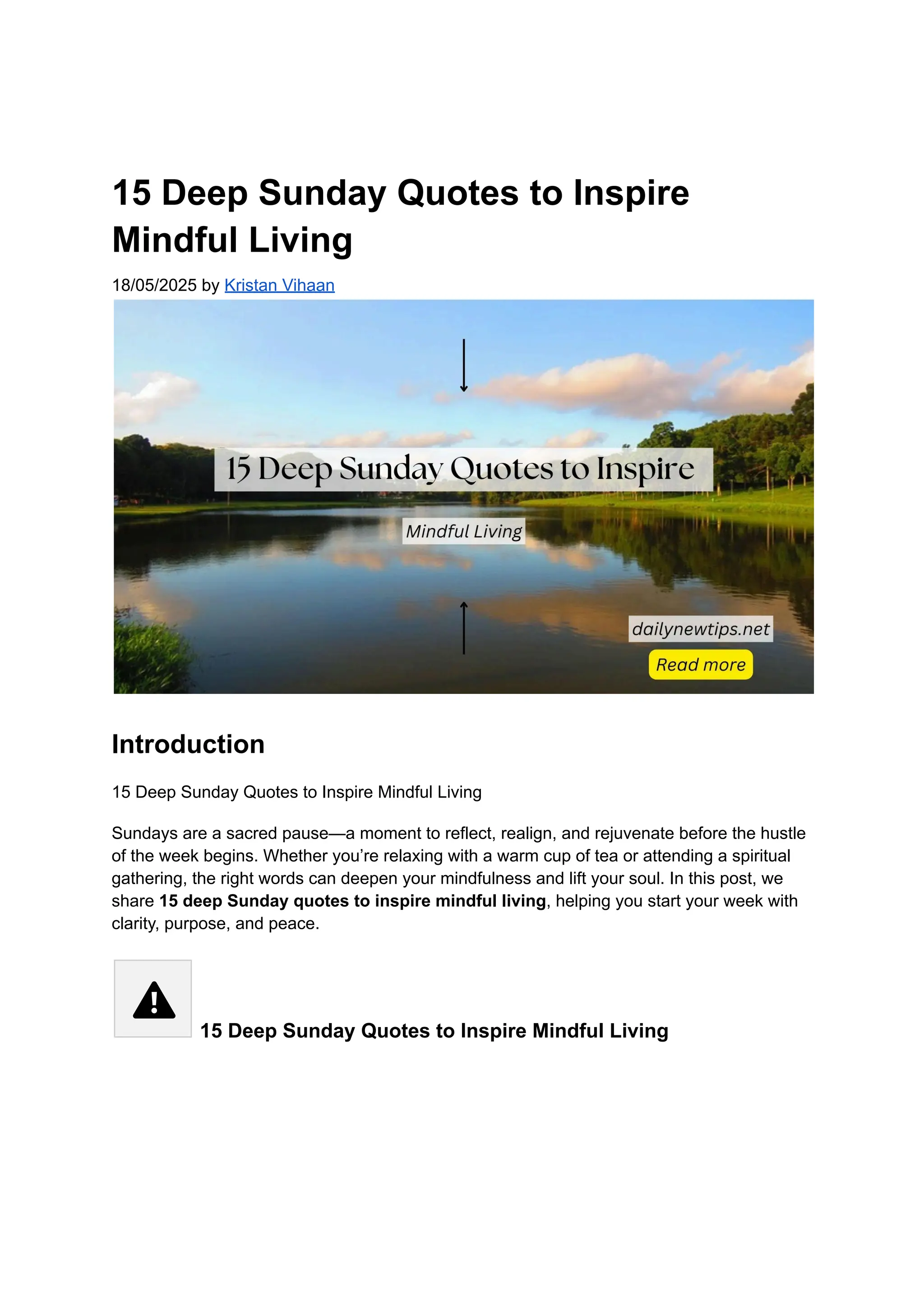 Realigning Quotes 15 Deep Sunday Quotes to Inspire Mindful Living | PDF