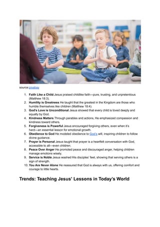 🌟 10 Beautiful Lessons Jesus Taught Little Hearts | PDF