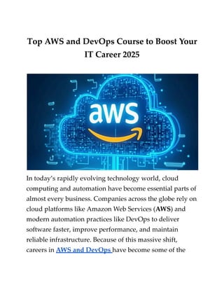 Top AWS and DevOps Course to Boost Your IT Career 2025 | PDF