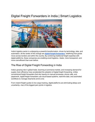 Digital Freight Forwarders in India | Smart Logistics | PDF