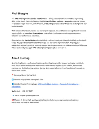 AWS Data Engineer Associate Certification | Structured Learning Guide | PDF