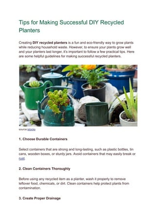 7 Easy DIY Planters Using Recycled Household Items for Sustainable ...