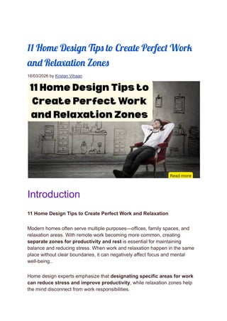 Perfect Work Area 11 Expert Home Design Tips for Perfect Work and Relaxation Zones | PDF